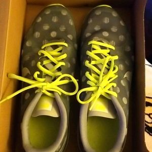 Lime green and grey nikes